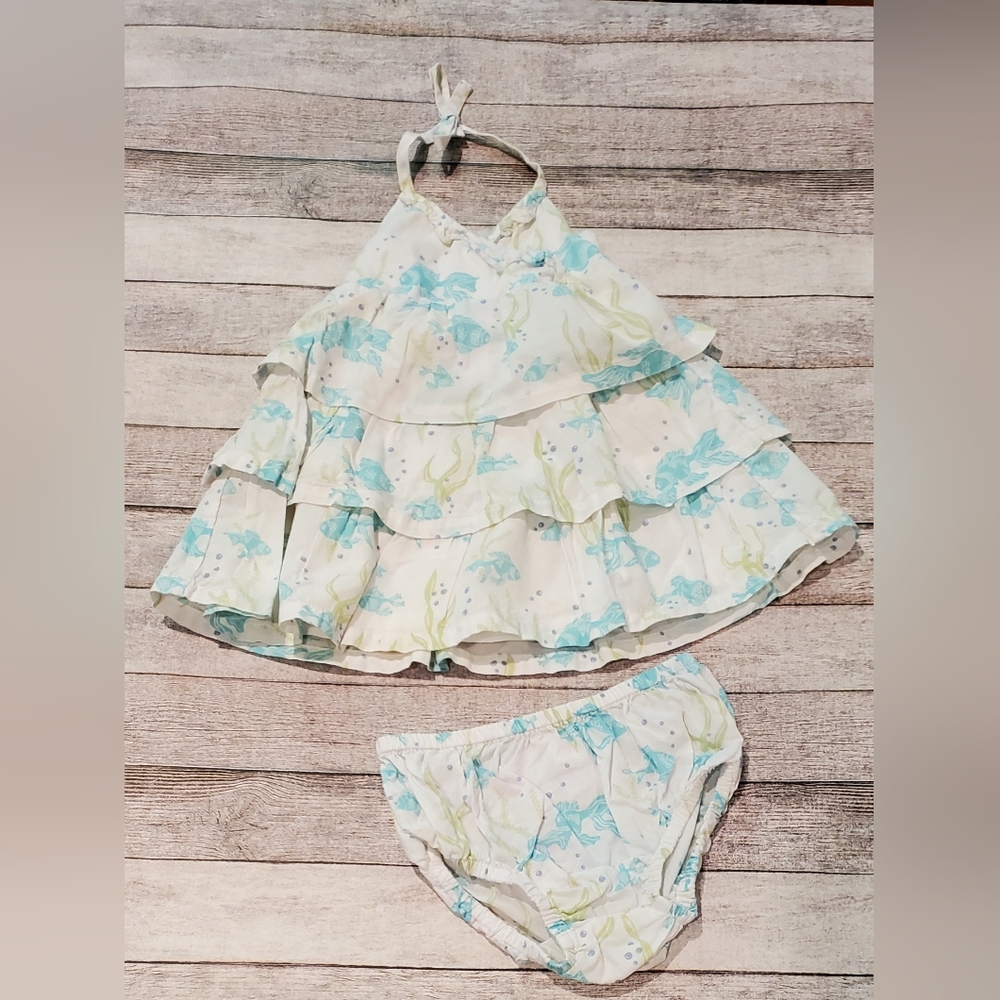Janie and Jack Tropical Sea Tiered Tropical Fish Dress Baby Girl 6-12 Months